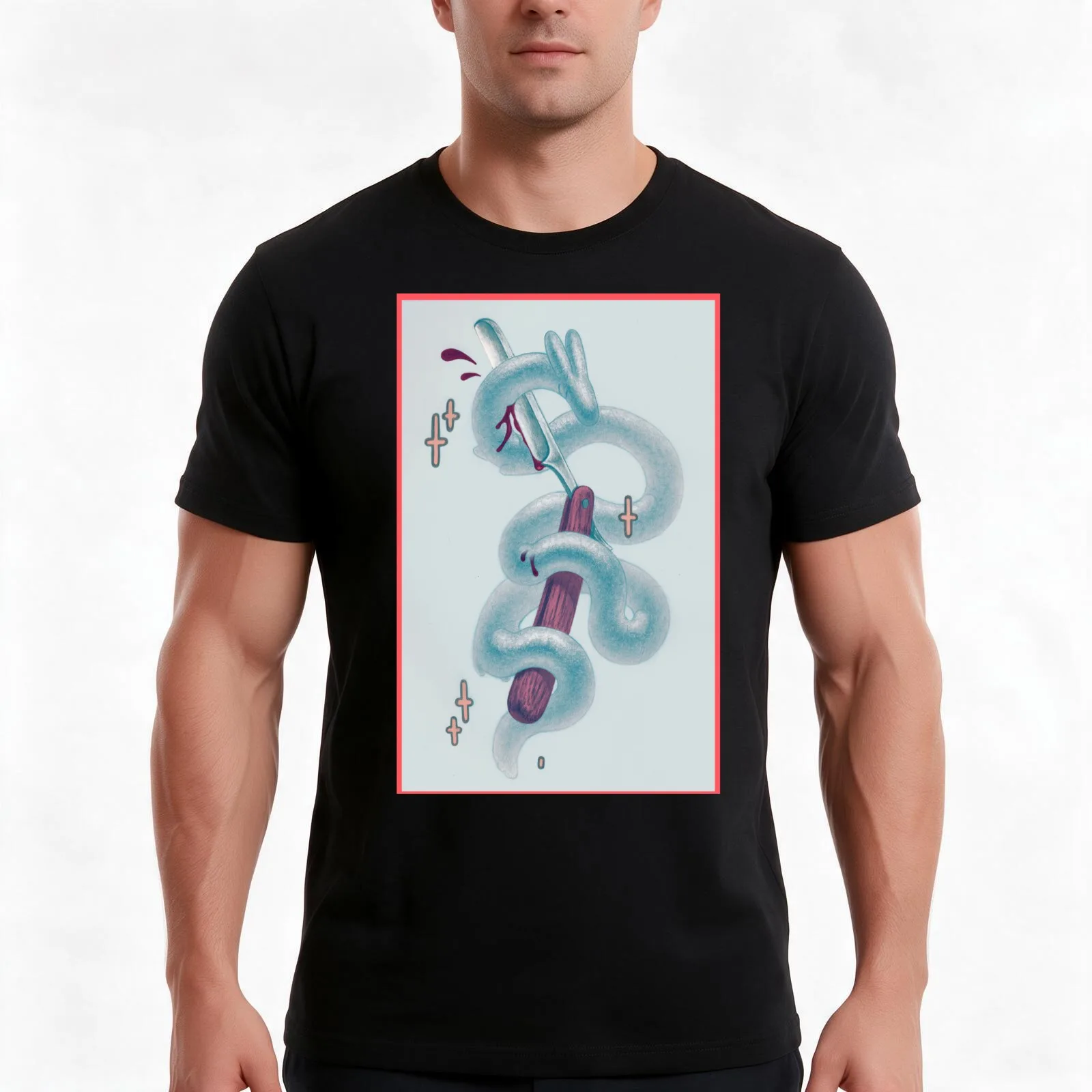 Untitled_070722_c T-Shirt, Summer Casual Cotton Tee, Oversized Streetwear Tops, Vintage Graphic Print, Loose Fit Short Sleeve