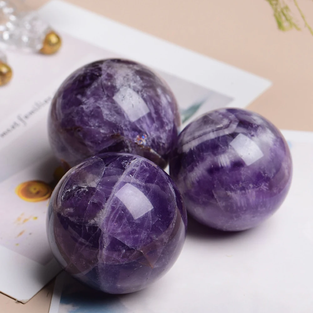 Natural Crystal Ball Fantasy Amethyst Crystal Ball Decoration Polished Home Decoration Exquisite Crafts Gifts Souvenirs Collecti