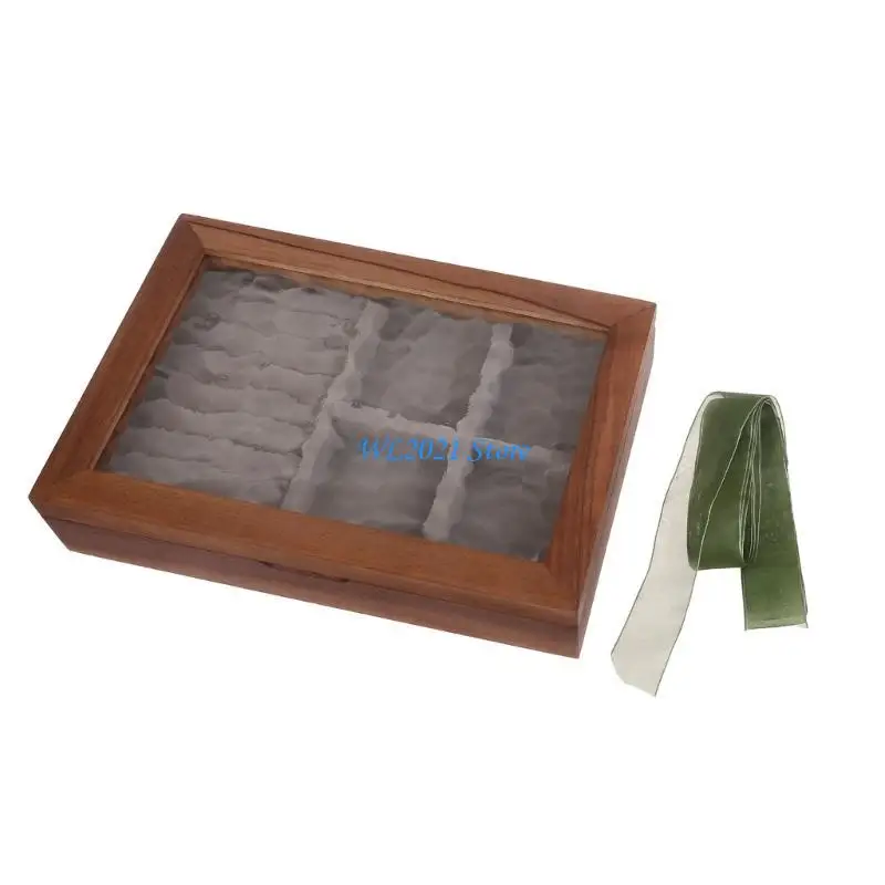G5GC Glass Glass Dustproof Cover Box صناديق المجوهرات الخشبية الصلبة للنساء Rings Rings Box Jewelry Storage