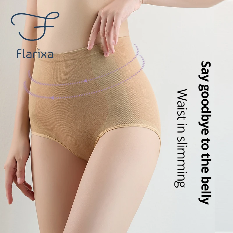 Flarixa Seamless High Waist Briefs Breathable Panties for Women Slimming Underwear Female Lingerie Comfort Underpants Soft