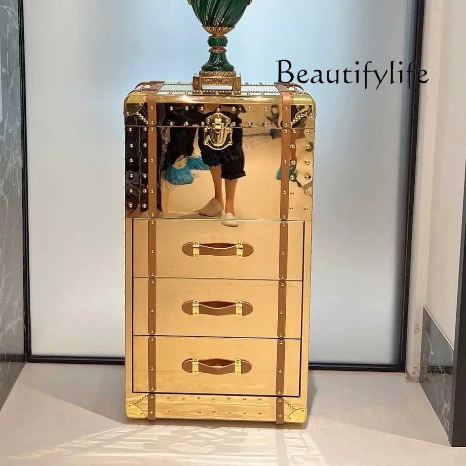 

R Industrial Wind Metal Stainless Steel High-end Hotel Chest Living Room Wall Locker