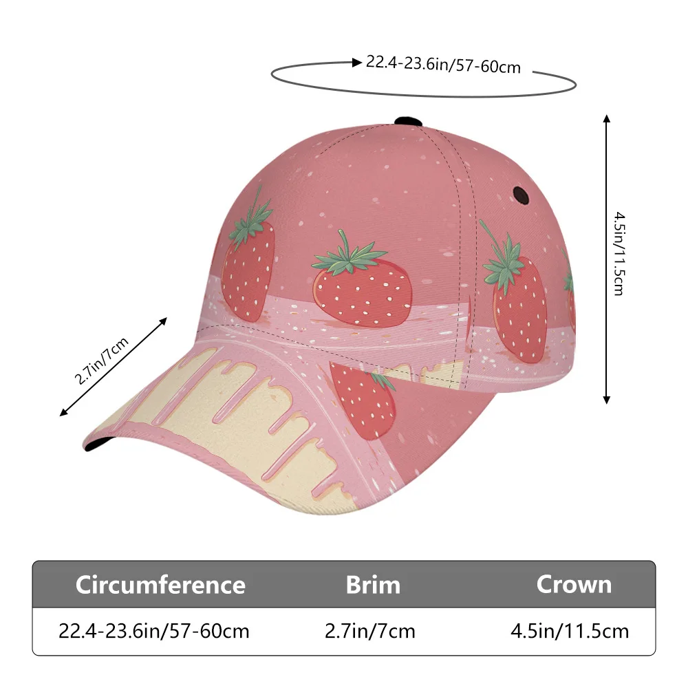 This Unisex Baseball Cap Showcases a Vibrant Strawberry Pink Design Crafted from Polyester It Features an Adjustable Back