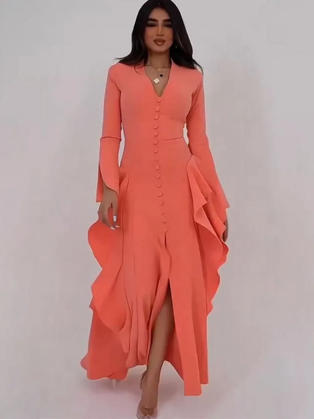 

Ид женское платье мусульманская Абая с рюшами по подолу Vestidos Largos вечерние кафтан Джалабия Рамадан длинные платья Дубай арабский длинный халат 2025