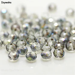 Isywaka Rose Green Color 4*6mm 50pcs Rondelle Austria faceted Crystal Glass Bead Loose Round Beads for Jewelry Making