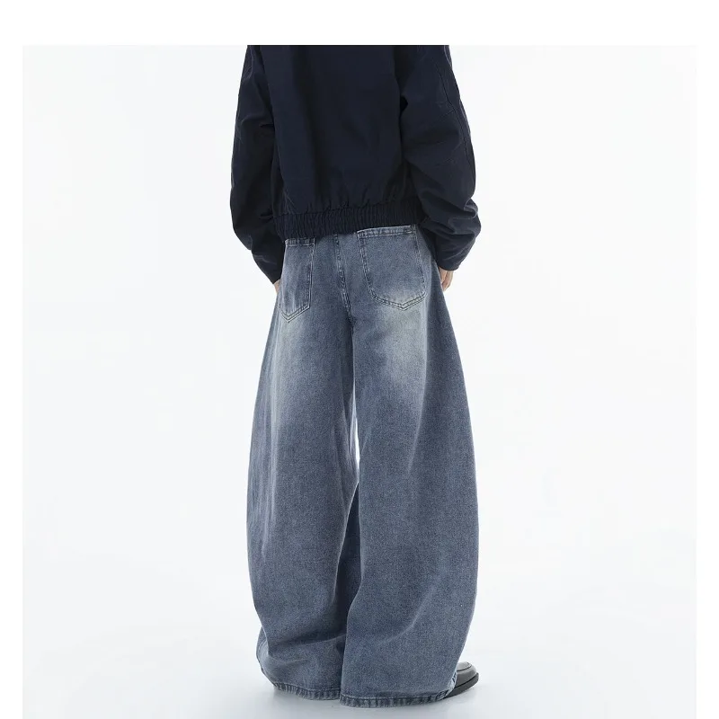 Mens Jeans Harajuku Vintage Washed Deconstructed Machete Denim Pants Stand Cut Wide Leg Scythe Trousers Streetwear Fashion Style