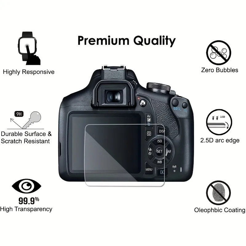 2Pcs For Canon EOS 5D Mark IV III 5Ds 5DsR 6D 7D II 77D 90D 80D 750D 760D 800D 1200D 1300D 1500D Screen Protector Tempered Glass