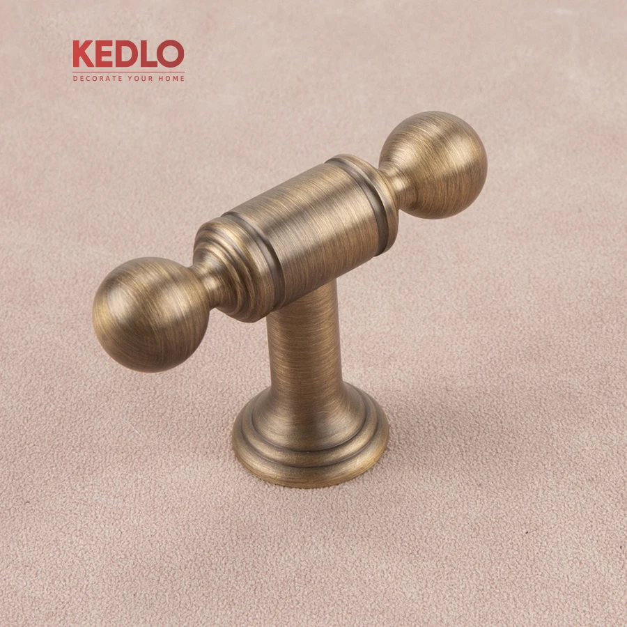 KEDLO Europäischer Retro-Antik-Messinggriff für Küchenschränke, massiver Messinggriff in Gold, langer Schubladengriff – Detail 5