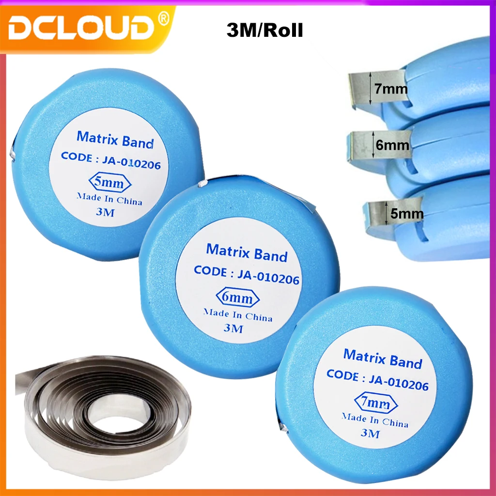 DCLOUD 3M / Rollo Dental Bandas de Matriz de Acero Inoxidable Dientes de Pulido Hoja de Formación Ancho 5/6/7mm Tiras de Matriz Materiales Dentales