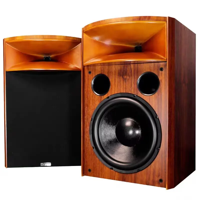 H15 High-End Regallautsprecher aus Massivholz mit 12-Zoll-Horn für Heim-Audio, HiFi-Passivlautsprecher