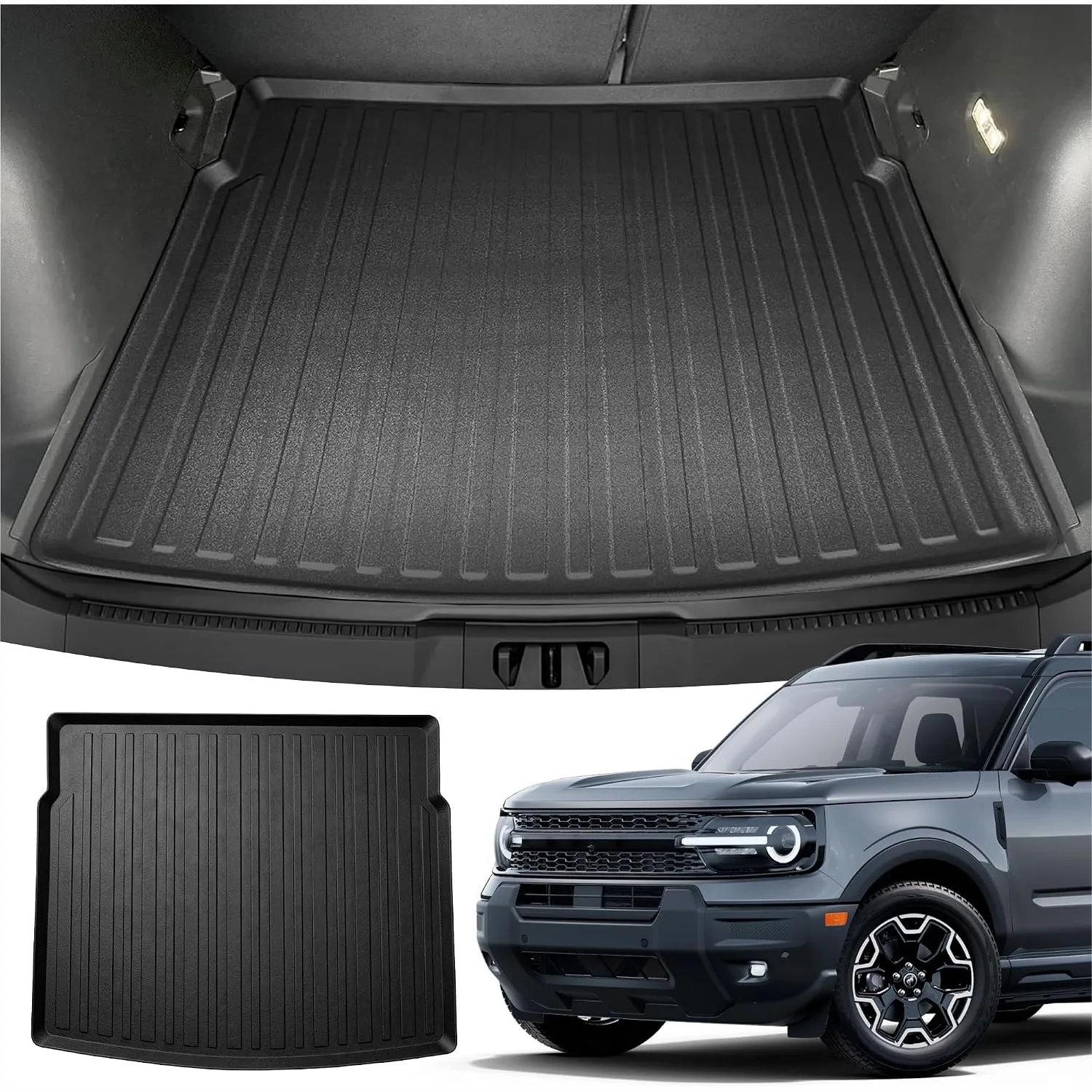 

Custom Fit Cargo Liner for Ford Bronco Sport 2021-2025 - All-Season Black Trunk Mat with Raised Edge Protection