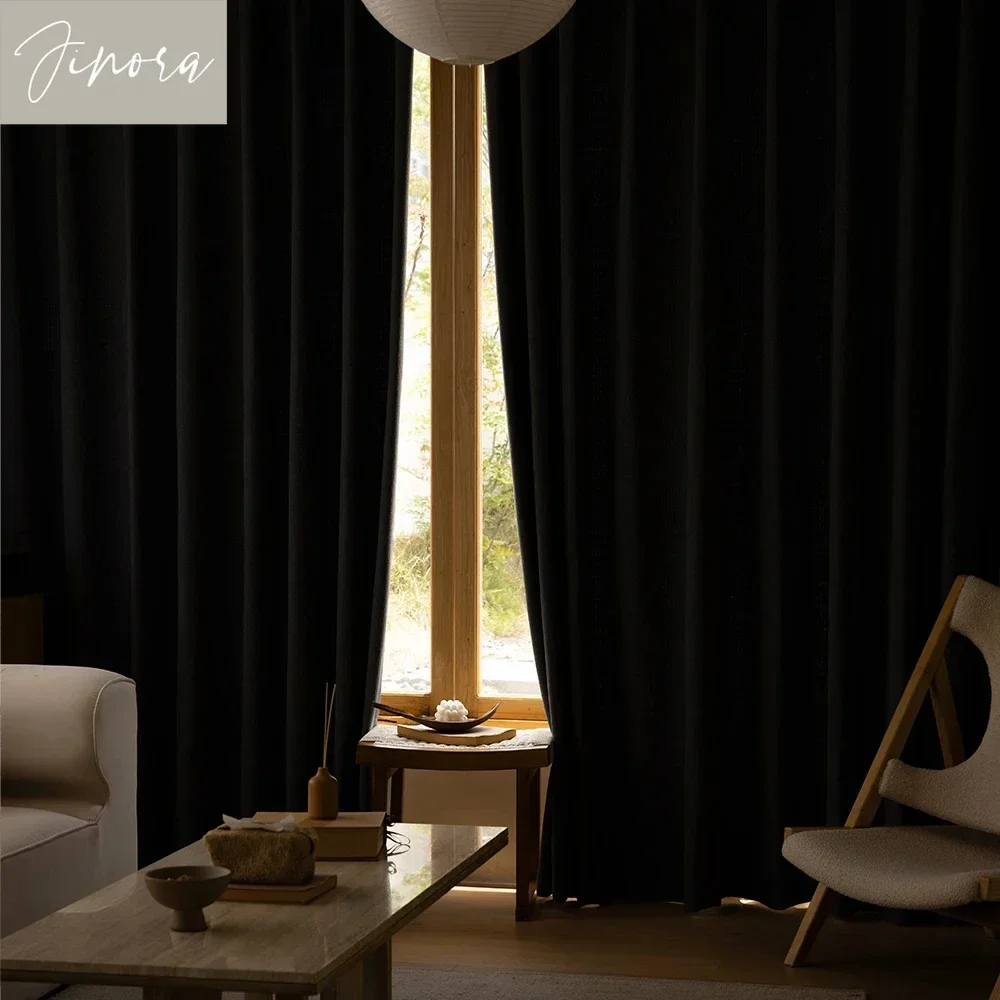 

JINORA Modern Simple Curtains for Living Room Bedroom Solid Color High Quality Blackout Curtains Home Decoration Customized