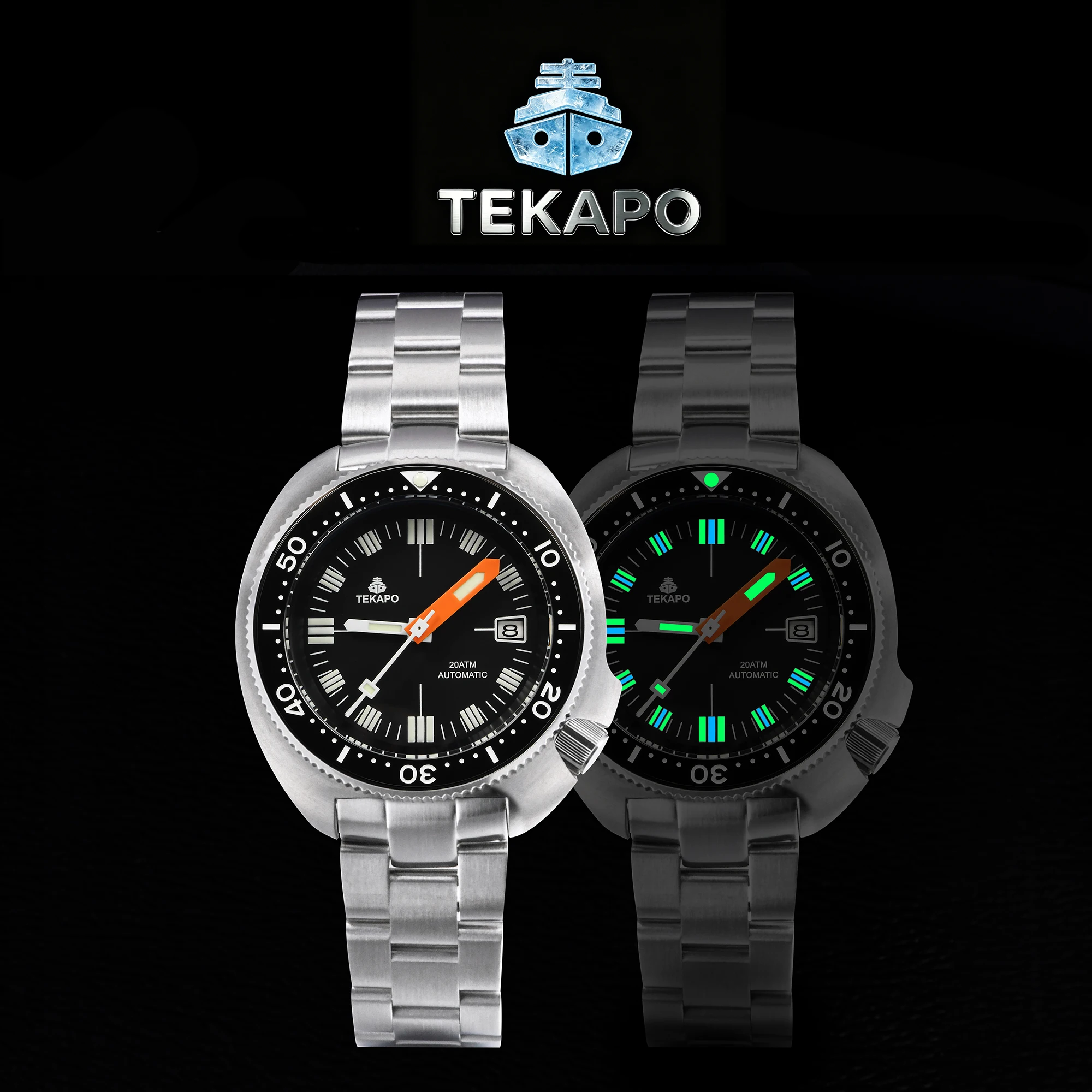 TEKAPO Customized 6105 Turtle Diving Watch Automatic Mechanical Waterproof Watch With Japanese NH35A Movement Dual Night Light