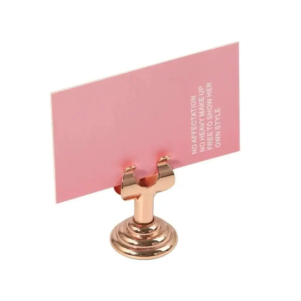 

Stainless Steel 37x30mm U Mini Table Desk Sign Tag Number Name Card Holder Stand Wedding Restaurant Home Decoration Silver Gold