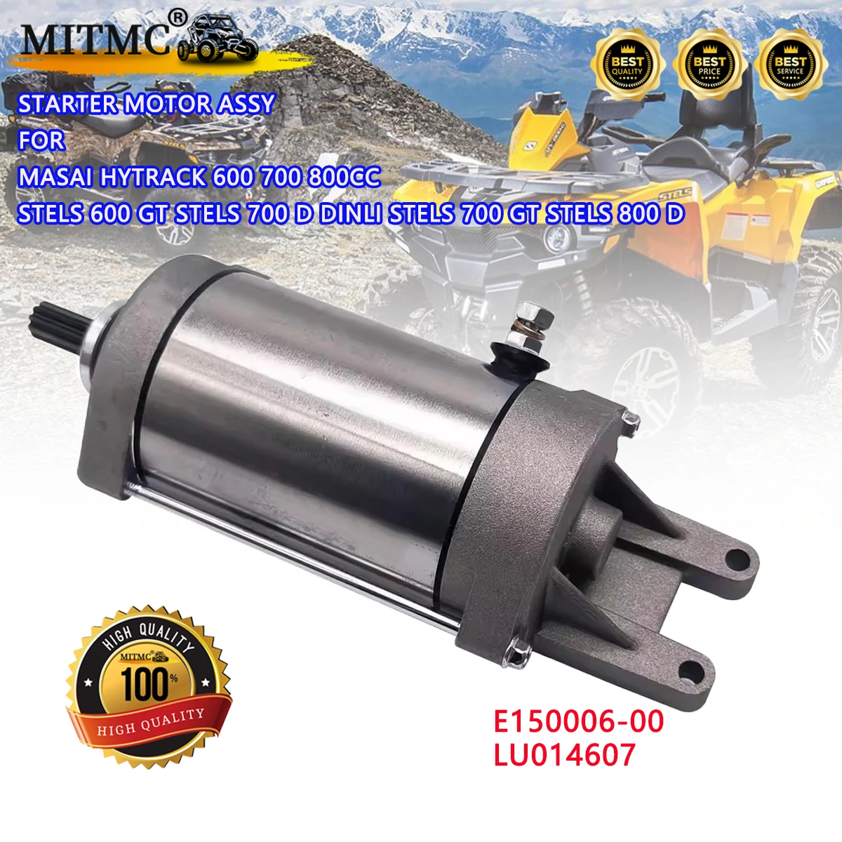 

Starter Motor Assy For MASAI HYTRACK 600 700 800cc E150006-00 LU014607 Stels 600 GT Stels 700 D Dinli Stels 700 GT Stels 800 D