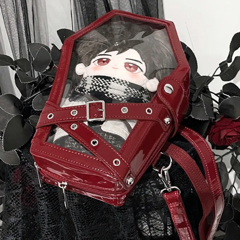 20CM Cotton Doll PU Itabag Subculture Vintage Crocodile Pattern Black Rivet Cool Sweet Girl Tote Bag Shoulder Bag Messenger Bags