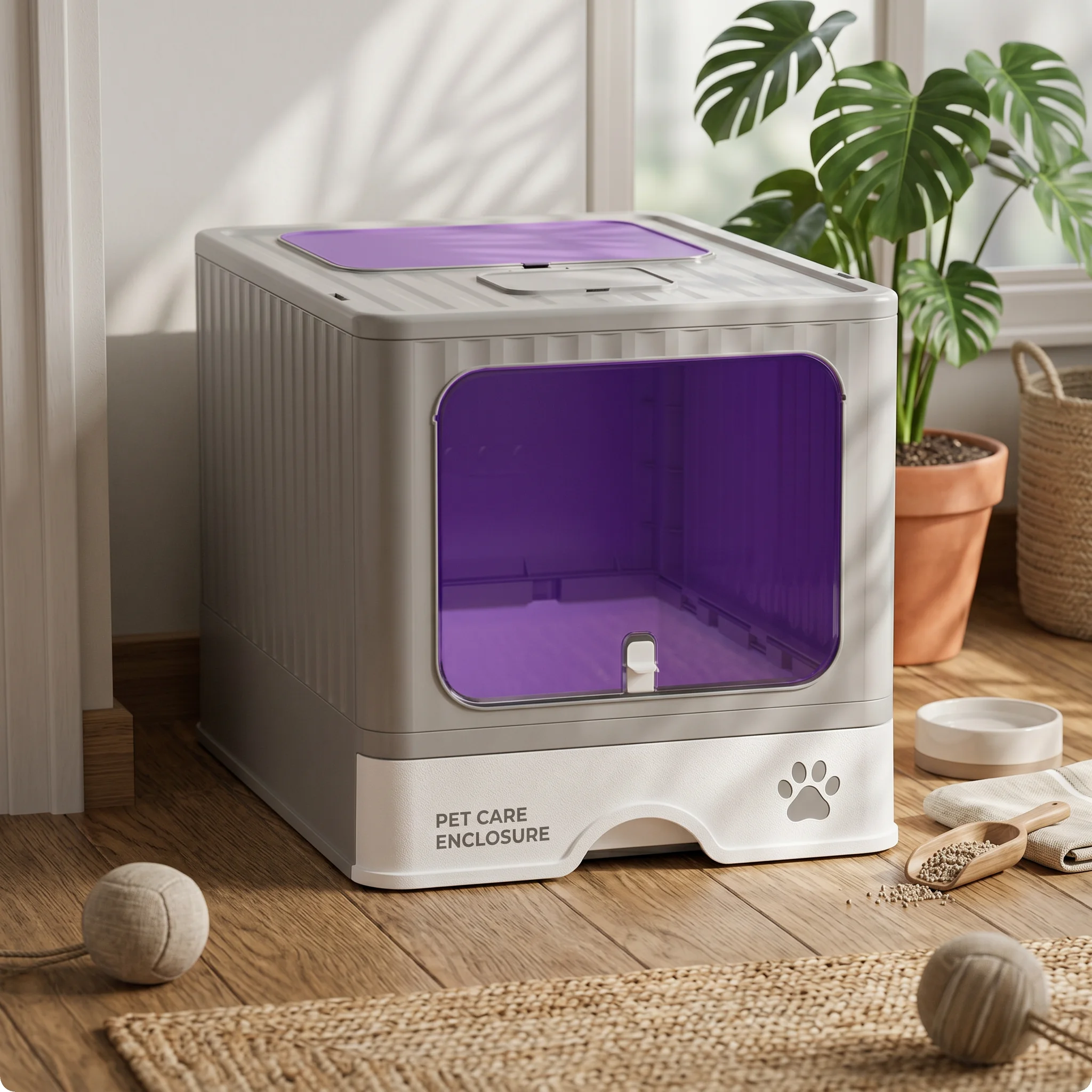 

Stainless Steel Litter Box Sterilization Foldable Kitten Litter Box Pet Toilet Easy Clean Portable