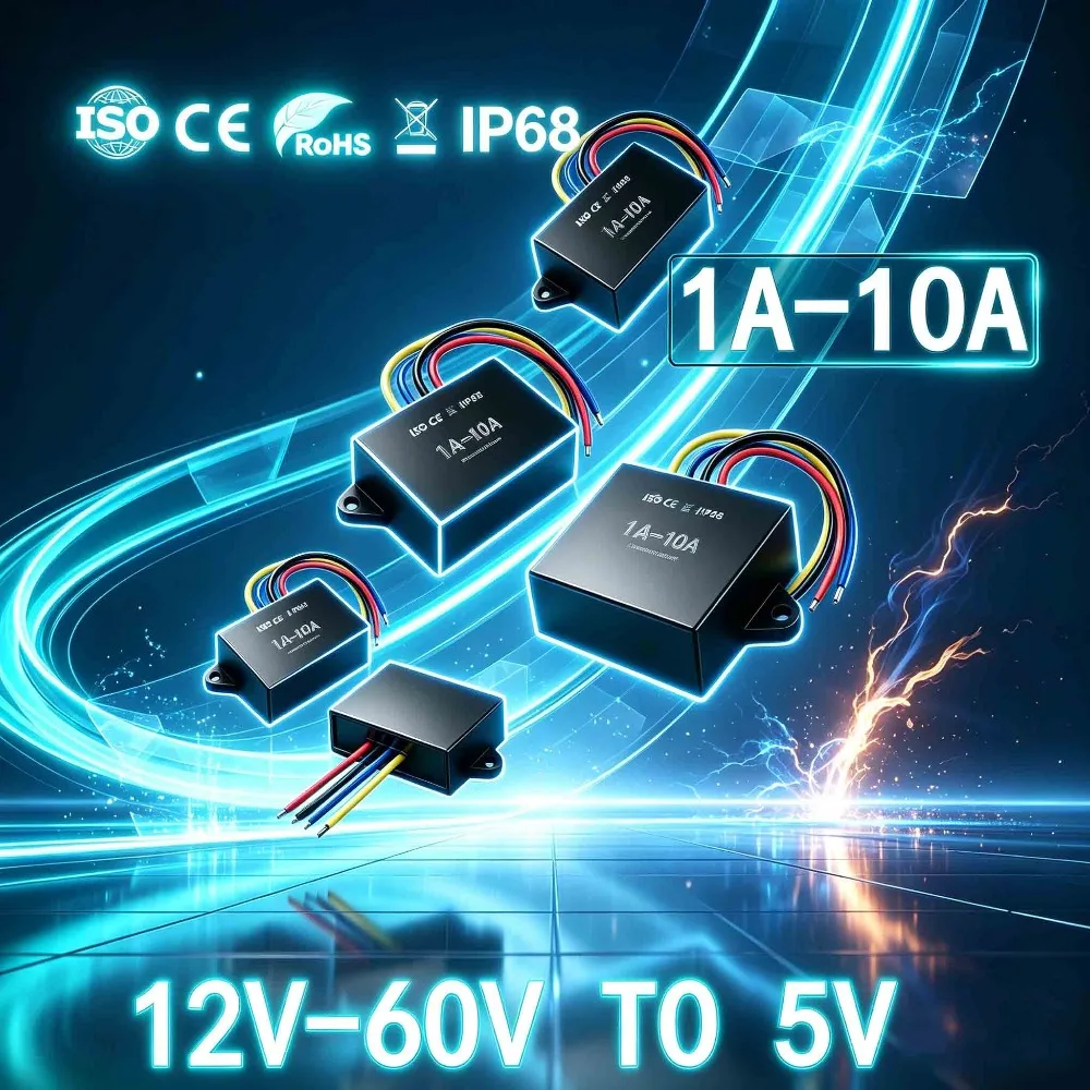 isolated power supply converter 96V72V60V48V36V24V12V to 5V DC-DC voltage regulator module Waterproof Dustproof Stable Output