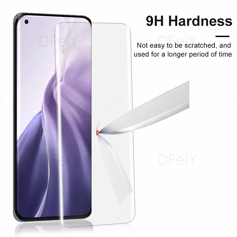 DFeiY UV Glass for Xiaomi Mi 11 Full Coverage UV Screen Protector for Mi 11 Ultra Mi 11 Pro Tempered Glass Film