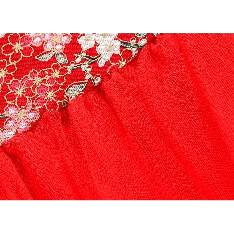 Rotes Sommerkleid für Kinder, Qipao, chinesische Mode, Performance-Cheongsam, Netzstoff, Prinzessinnenkleider, Tanzkleidung für Kinder, Vestidos – Detail 17