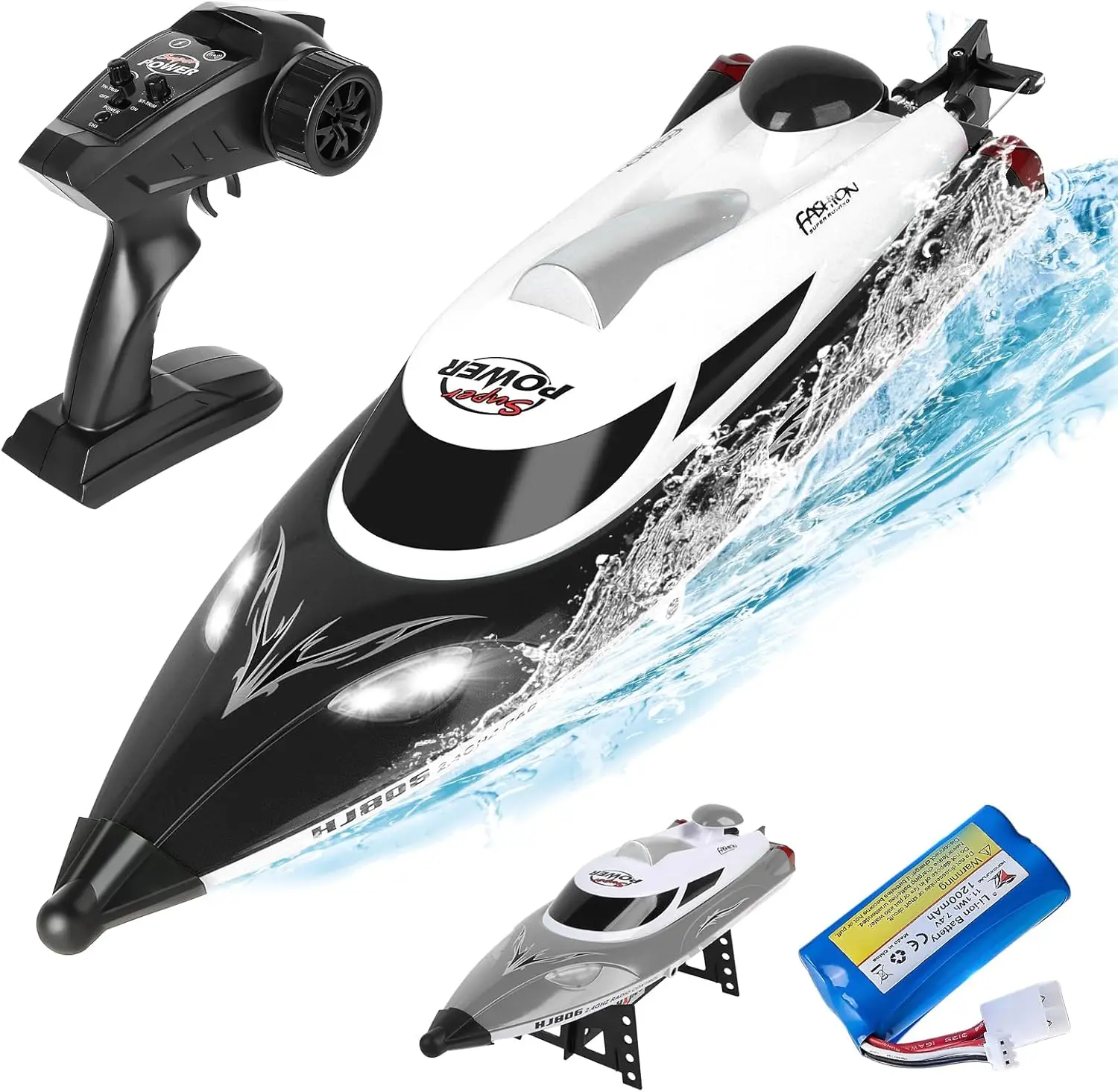 Boat-Remote Control Boat for Adults-High Speed 35+ KPH RC Boat for Pool-Toys for Ages 8-13 (Black)