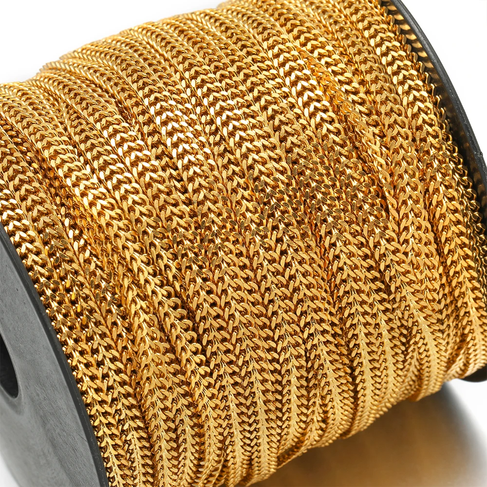 1 Meter Stainless Steel 5mm  Flat Chain Double Layer Chains Necklaces Findings Bracelets Supplies Jewelry Making Accessories