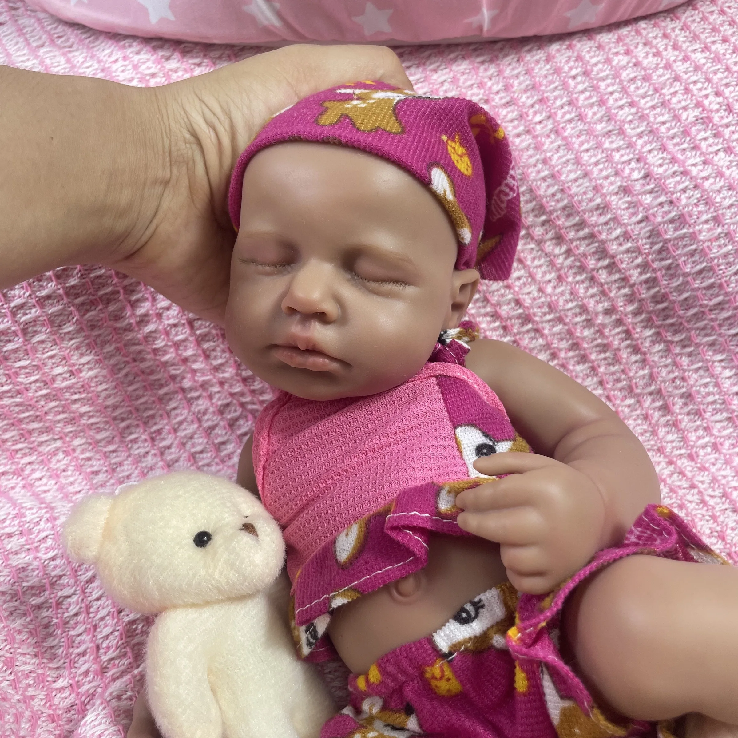 

Mini 13 Inch Dark Skin African American LouLou Full Solid Silicone Reborn Baby Doll Black Girl Premature Baby Christmas Gift Toy