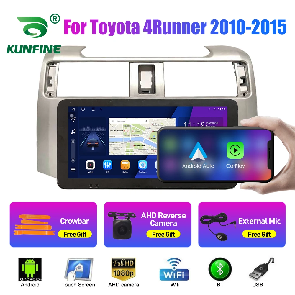 

10,33-дюймовый автомобильный радиоприемник для Toyota 4Runner 2010-15 2Din Android, восьмиядерный автомобильный стерео DVD, GPS-навигатор, плеер QLED, экран Carplay