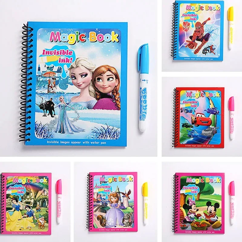 

Disney Kids Puzzle Graffiti Painting Book Cartoon Anime Frozen Spiderman Cars Sofia Princes Mickey DIY Magic Watercolor Painting