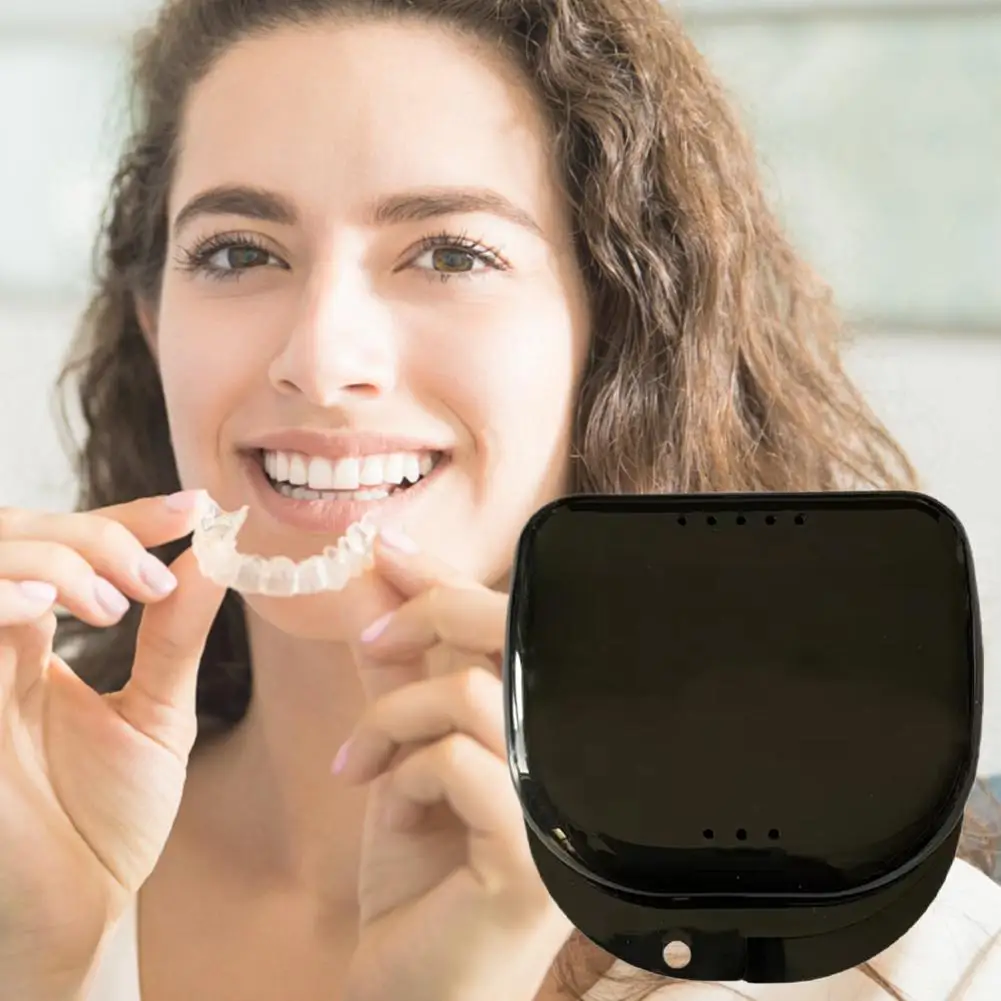 틀니 상자 트레이 케이스 치과 교정기 리테이너 컬러 트레이 보관 상자 플라스틱 치아 컨테이너 가짜 치아 보호 ﻿