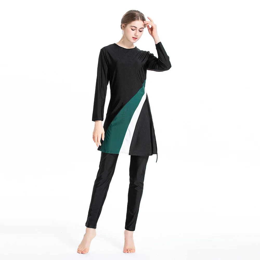 Muslimischer Burkini-Badeanzug, islamische Frauen, bedruckte Badebekleidung, vollständige Abdeckung, Oberteil, Hose, Hut, 3-teiliges Set, Strand, Surfen, Schwimmen, Kostüm