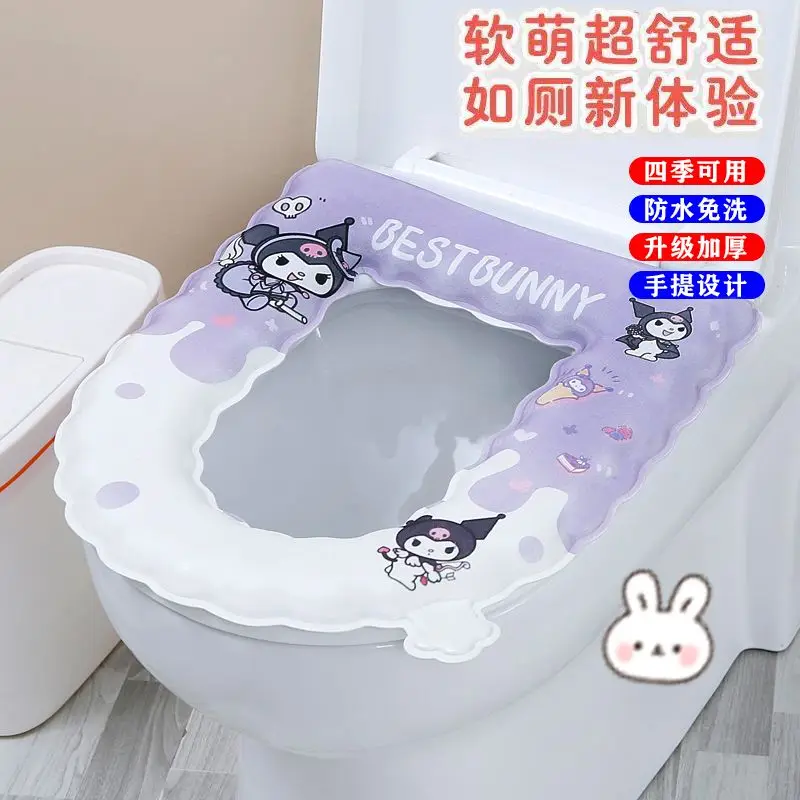 

Sanrio Kuromi My Melody Cinnamoroll EVA Toilet Warm Seat Cushion Cute Cartoon Waterproof No-wash Household Adhesive Seat Cushion