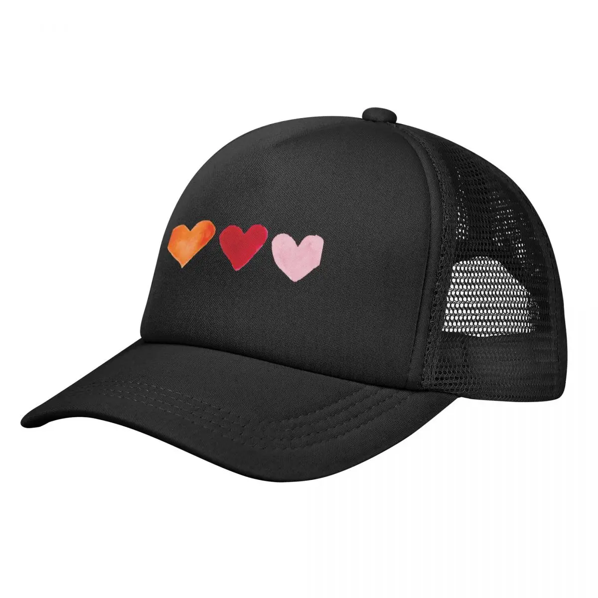 

Warm pink and orange heart print Baseball Cap Thermal Visor Bobble Hat western Hat Female Men's