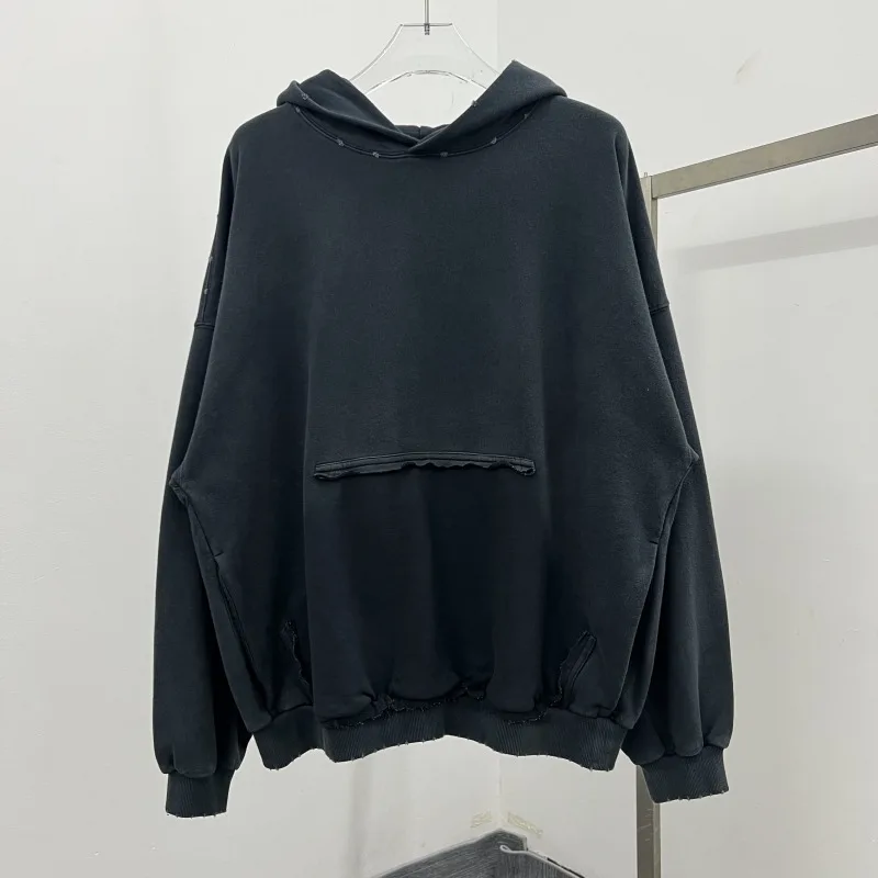

Small Niche Trend Heavyweight Vintage Worn Out Men's Hoodie Casual Silhouette Lazy Style Oversized Sweatshirts