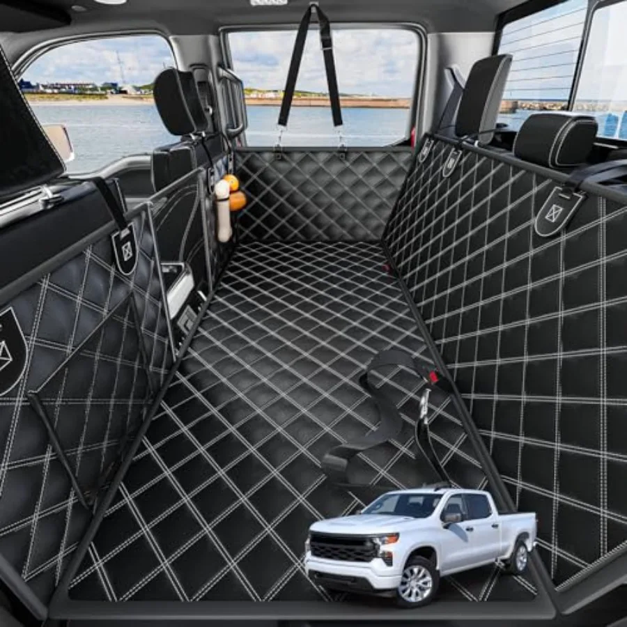 

Чехол-гамак для собак на заднее сиденье автомобиля с водонепроницаемым жестким дном и съемными пледами, защита для заднего сиденья