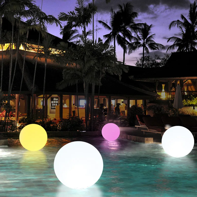 Boule lumineuse LED flottante RVB avec télécommande, paysage extérieur, lampe aste USB étanche, décoration de piscine