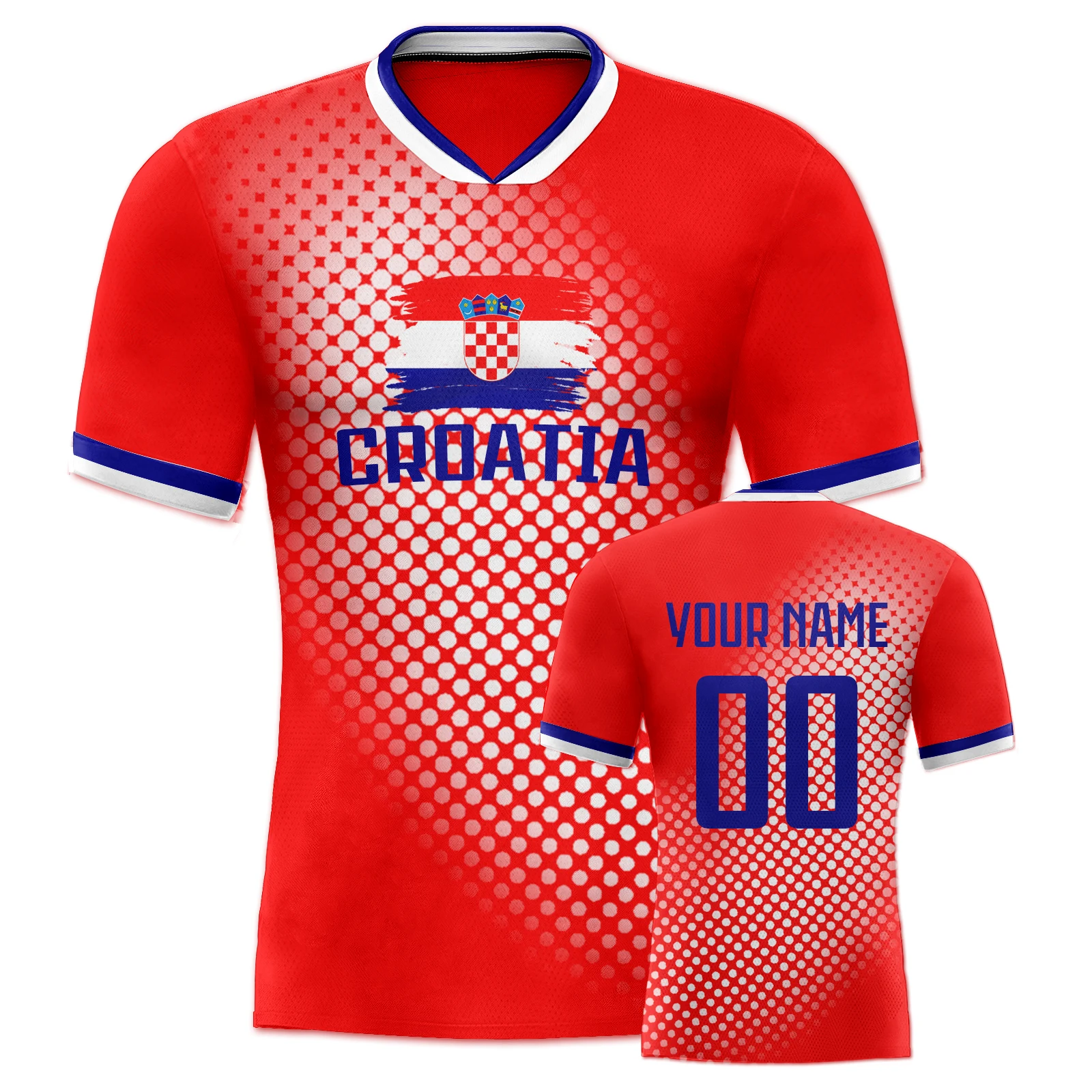 Croatia Football Shirt Custom Quick-Dry Soccer Jersey with Printed Name Number Soccer Team Uniform for Youth Men Women Fans