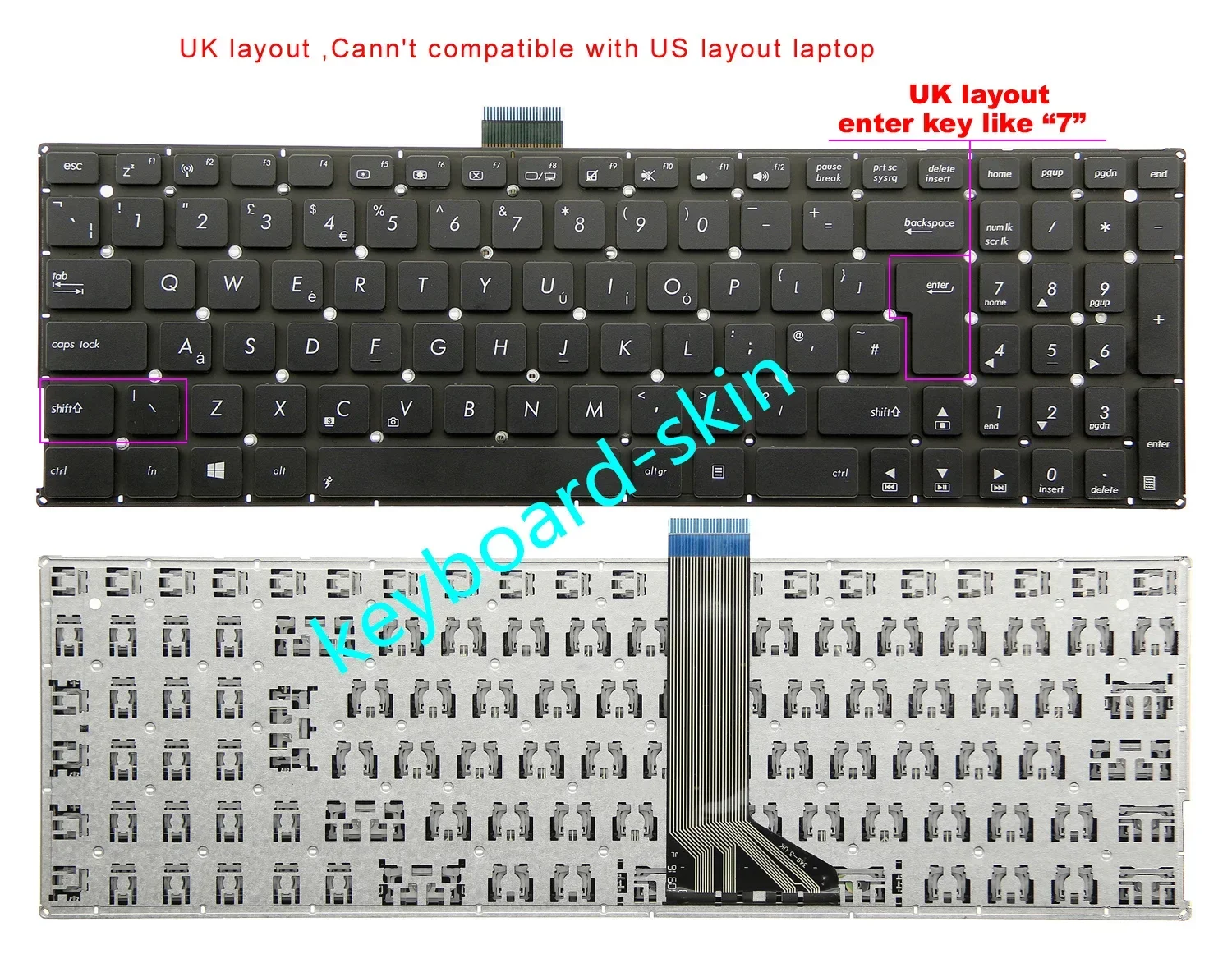 New UK Keyboard for ASUS X503S X503SA X551 X551C X553 X553M X554 X554LD X555A X555S K553 K553M K555 K555L A555L F555L R512CA