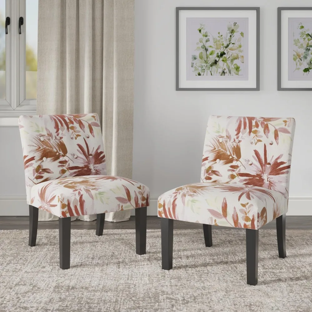 

Verma Red Floral Accent Chair - Contemporary Style 22" x 22" x 31" Living Room Chair