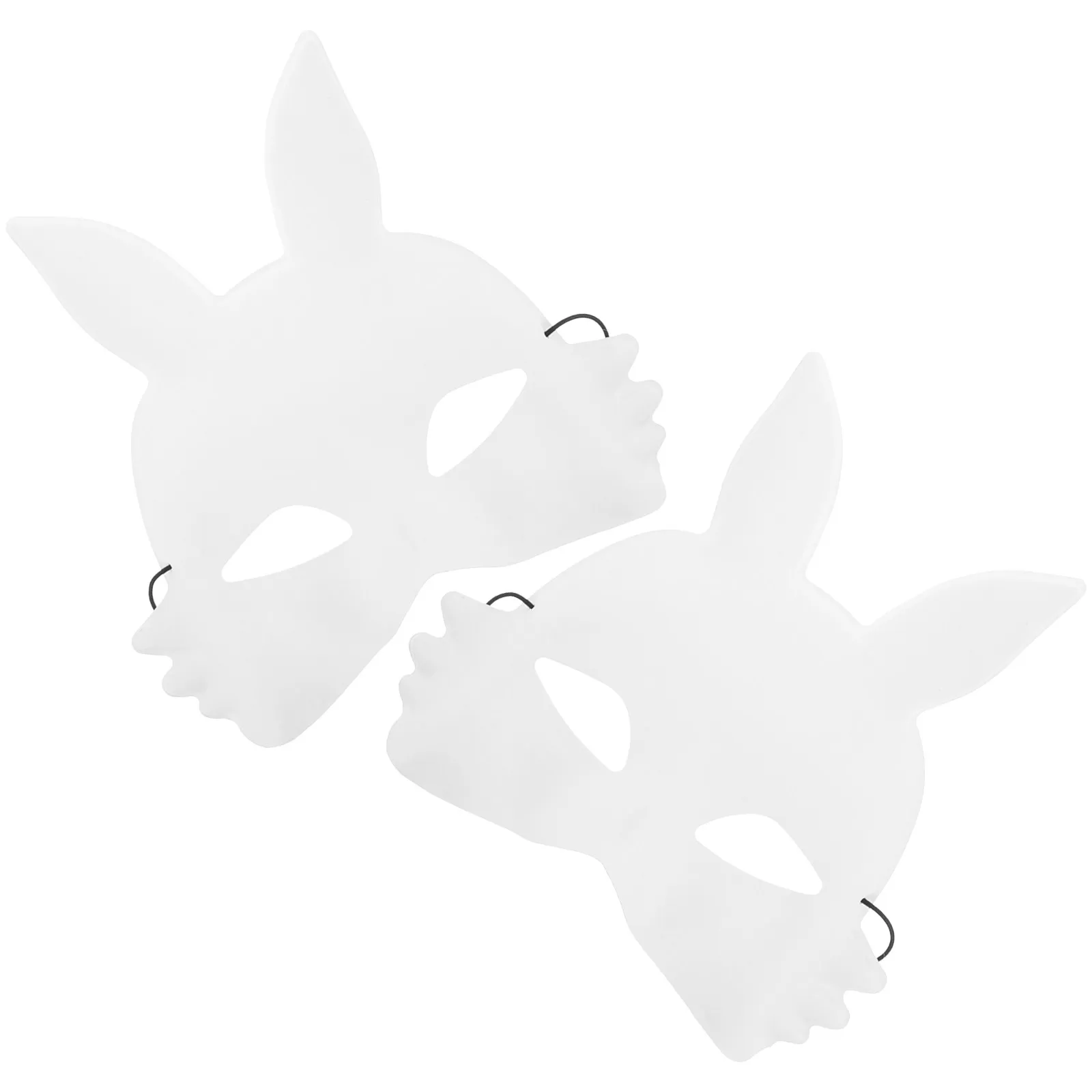 2Pcs Blank White Rabbit Mask Half Face Bunny Mask DIY for Halloween Masquerade Costume Accessory Halloween Masks