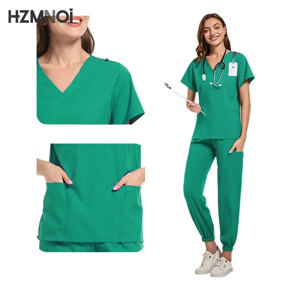 New Multicolour Pharmacy Nurse Scrubs Set Dentist Surgical Medical Uniforms Elestic Women Joggers Suit Beauty Spa Uniforms