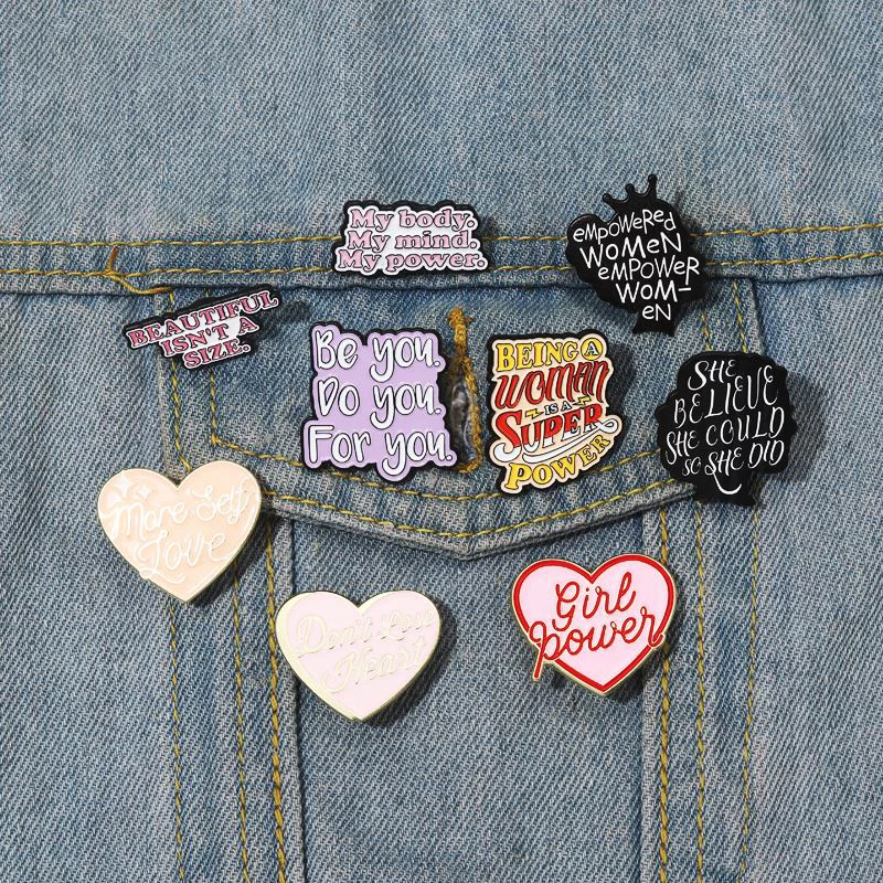 More Self Love Pines Lapel Badges Feminism Jewelry Gift for Women Friends Girl Power Enamel  Brooch Custom Don't Lose Heart