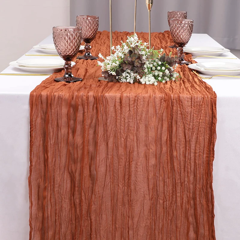 1/2/5/10/20 Stuks Bruiloft Tafelloper Terracotta Gaas Tafelloper 35x120 Inch Boho Kaasdoek Tafelloper Party Tafelkleed