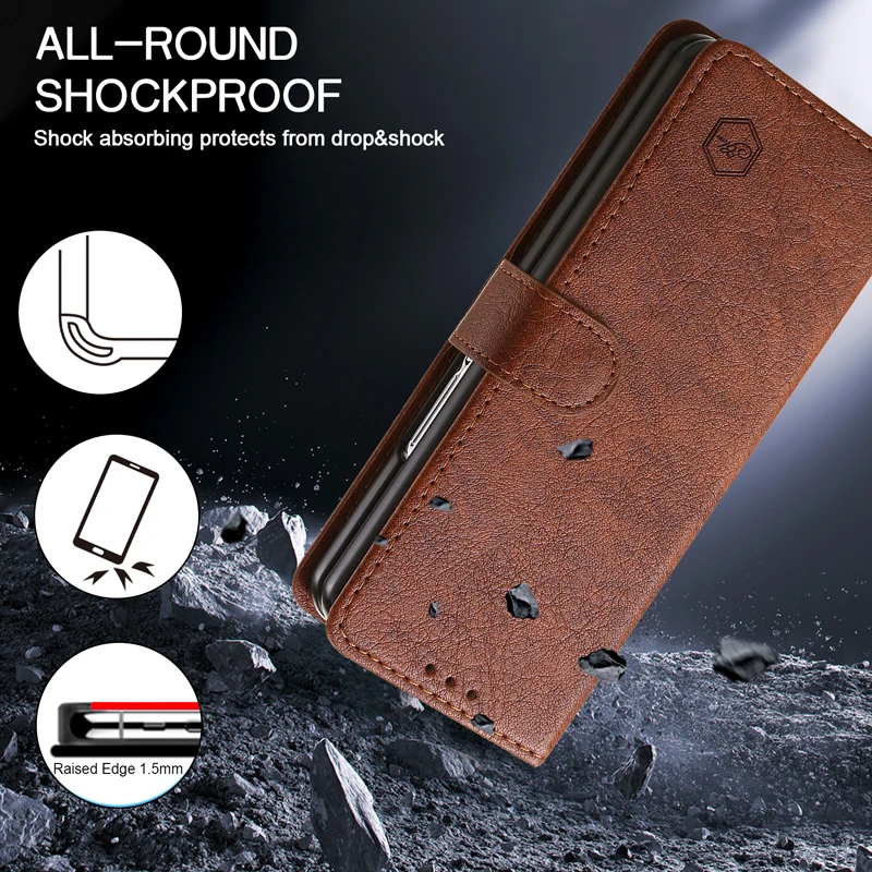 Brieftaschen-Handyhülle für Samsung Galaxy Z Fold8 mit Kartenhalter, Ständer, stoßfest, Cloudy PU-Leder-Cover, Z Fold 8 Ultra 7 6 5 3 4 Fund – Detail 18