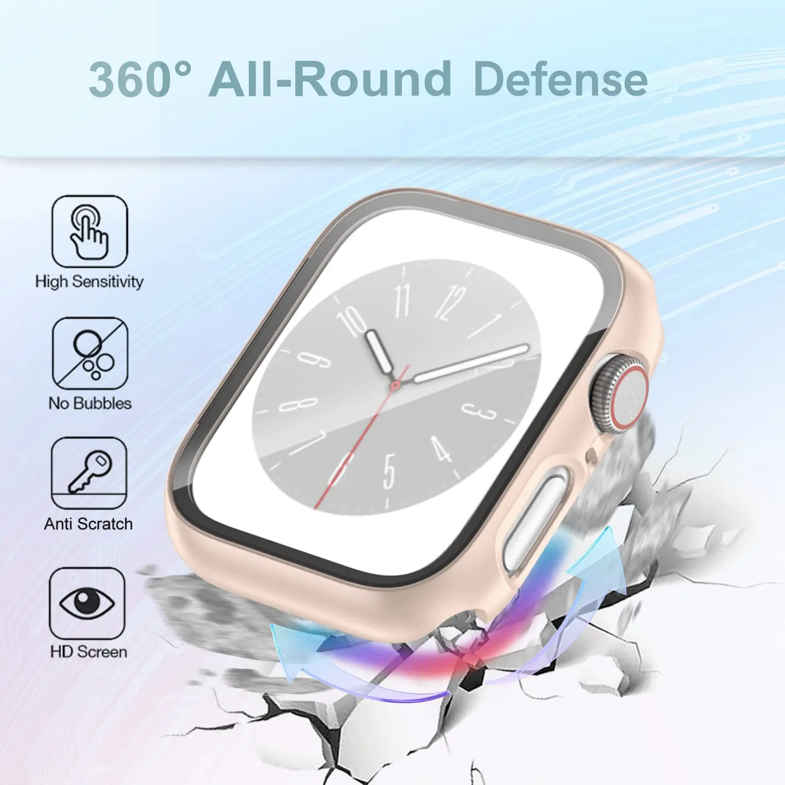 Cover Per Apple Watch Custodia 46mm 42mm 44mm 40mm 41mm 45mm 38mm Protezione schermo in vetro temperato iWatch serie 10 SE 9 8 7 6 5 4
