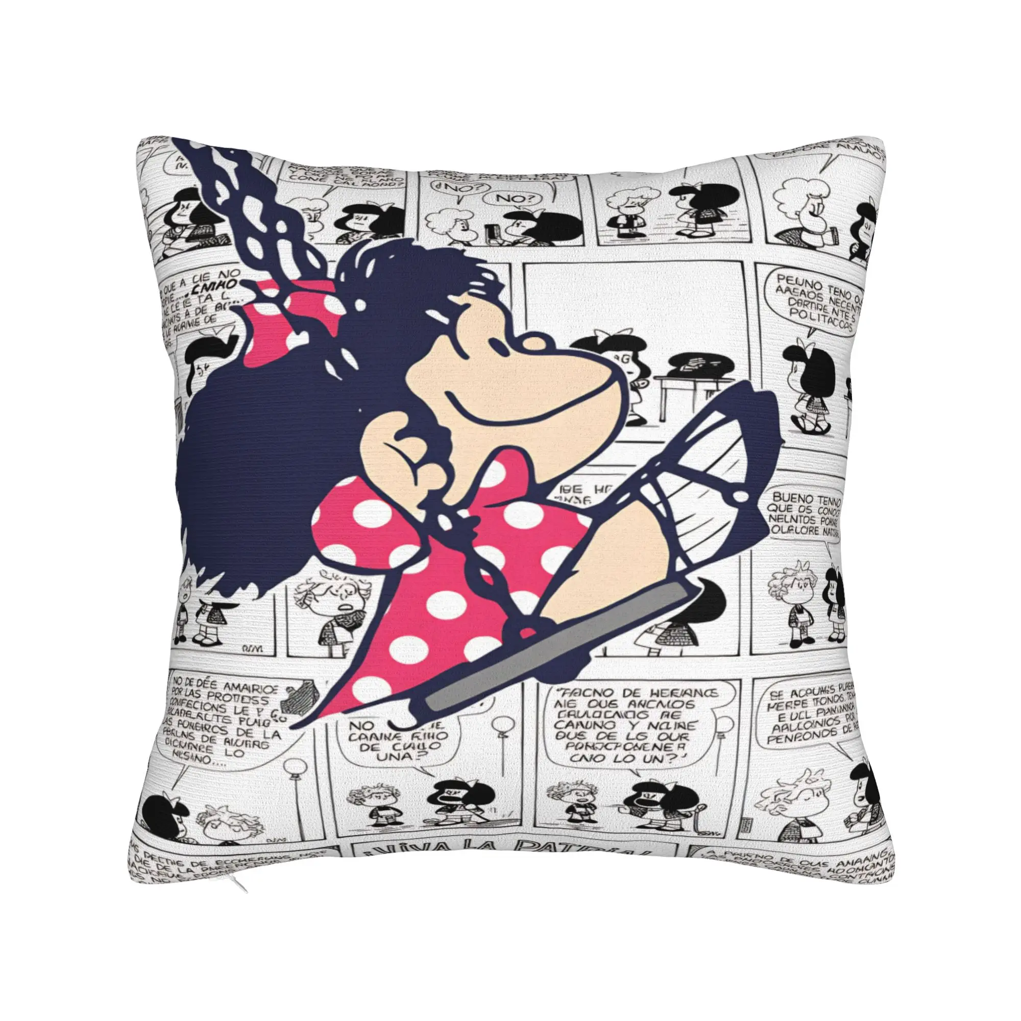 Cartoon Cute Mafalda Pillow Cover  Graphic Cushion Cover Kawaii Pillow Case For Sofa Home Decoration