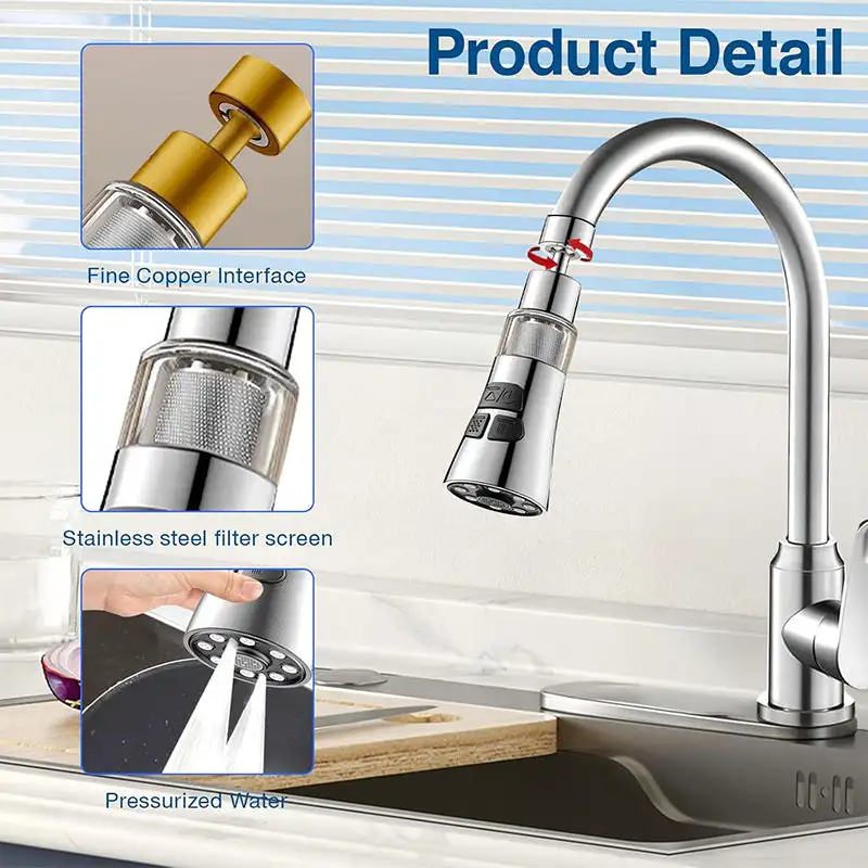360° Rotate Kitchen Faucet Extender With Filter Function Universal Aerator Splash Filter Washbasin Faucet Bubbler Nozzle Aerator