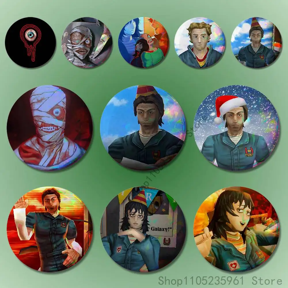 Anya Curly M-Mouthwashing Jimmy Pin Tinplate Round Brooch Cosplay Nijigen Otaku Culture Badges 58mm 44mm 32mm 75mm 25mm