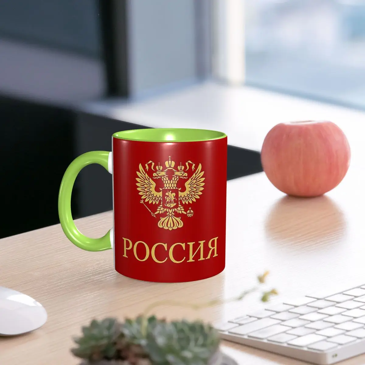 Poccnr Russia Gold Mug Funny Ceramic Coffee Cups Tea Mugs Milk Cup Drinkware Gifts for Woman Man