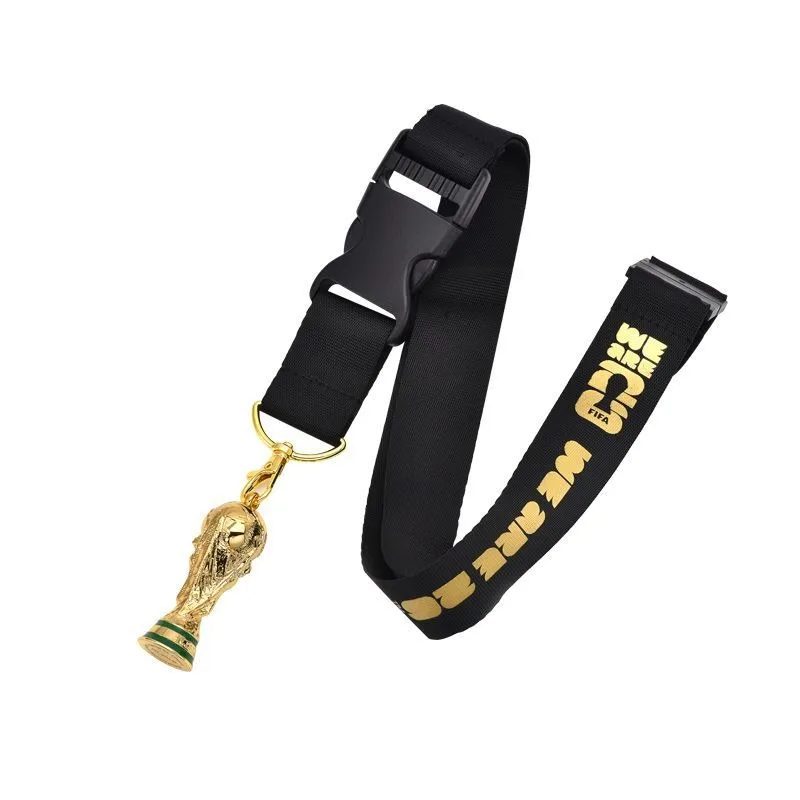 Official Licensed FIFA 2026 World Cup USA Canada Mexico Black Trophy Lanyard Football Fans Neck Strap Pendant Accessories view 2