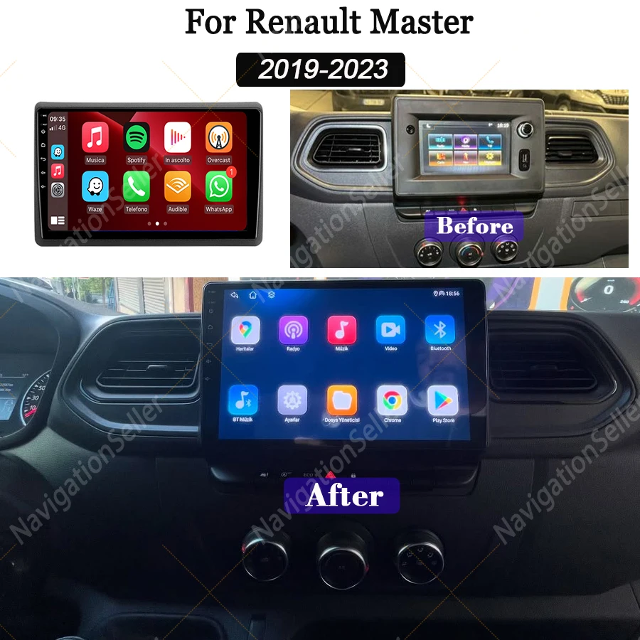 

Radio Samochodowe For Renault Master 3 2019-2023 Carplay Screen Android Navigation Multimedia Player Backup Camera Wifi Spotify